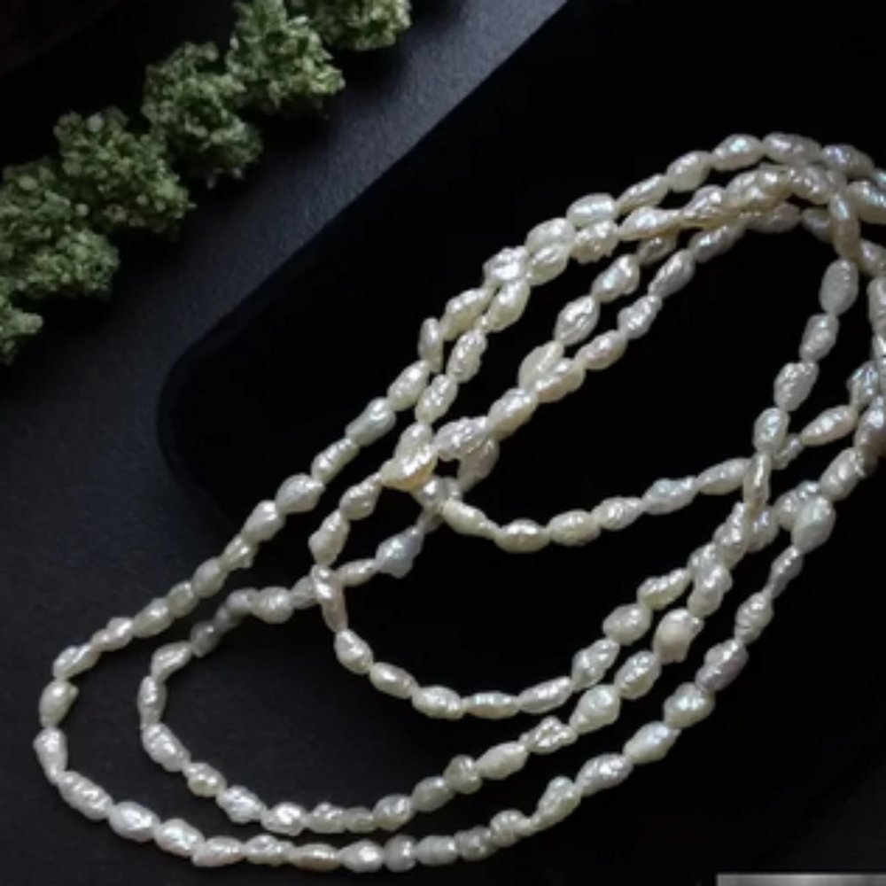 Handmade Pearl Necklace | Genuine | Pink Cream Overtone | On Silk | Long strand